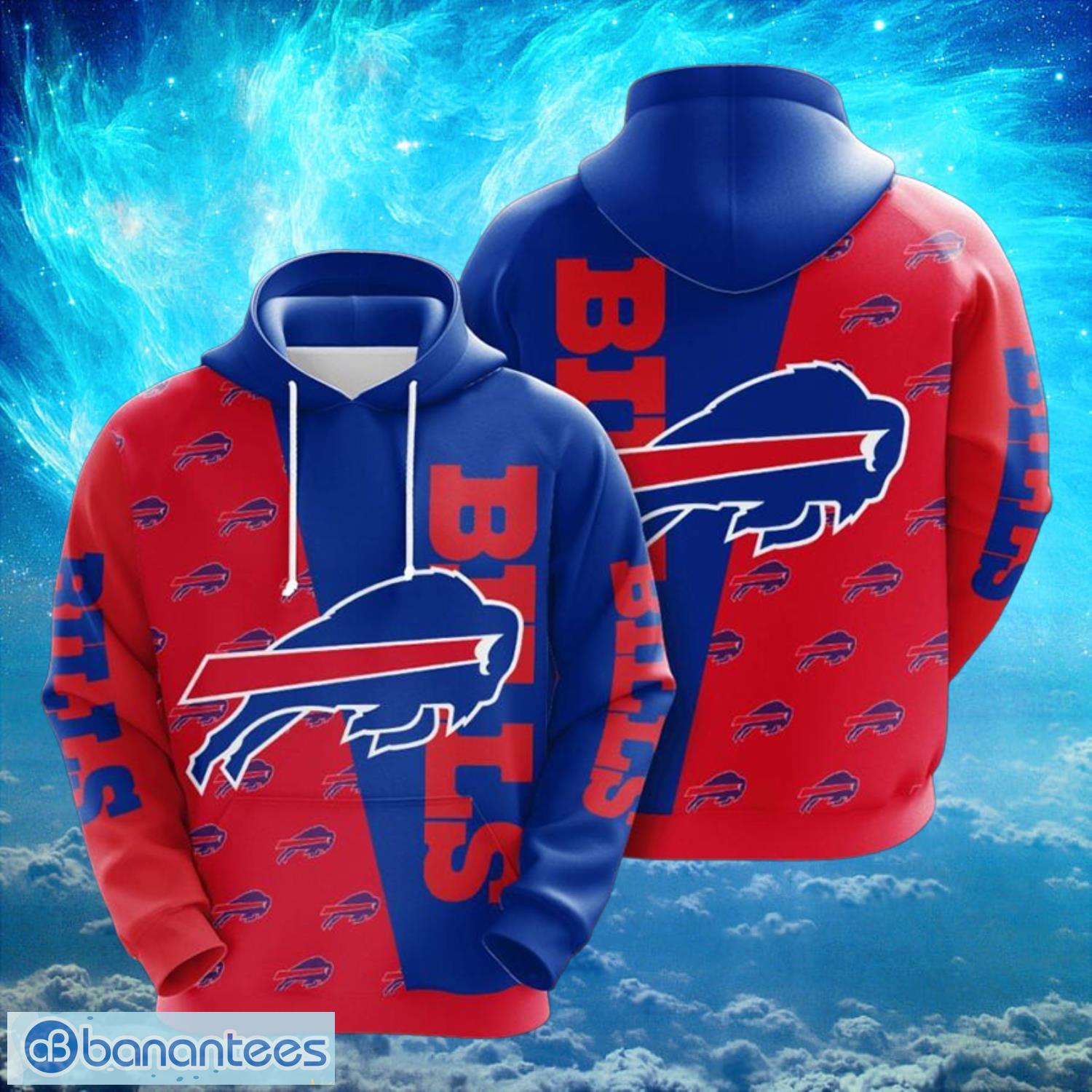 Buffalo Bills Many Logo Red Background 3D Hoodie All Over Print