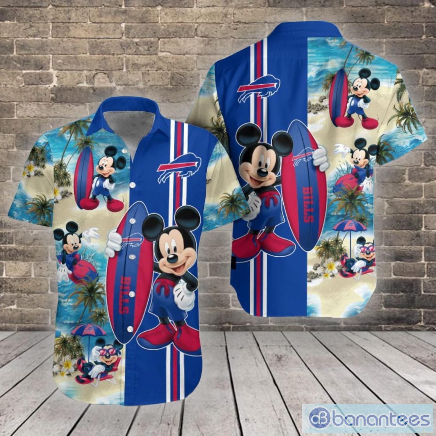 Buffalo Bills Mickey Mouse Surfing Hawaiian Shirt - Banantees