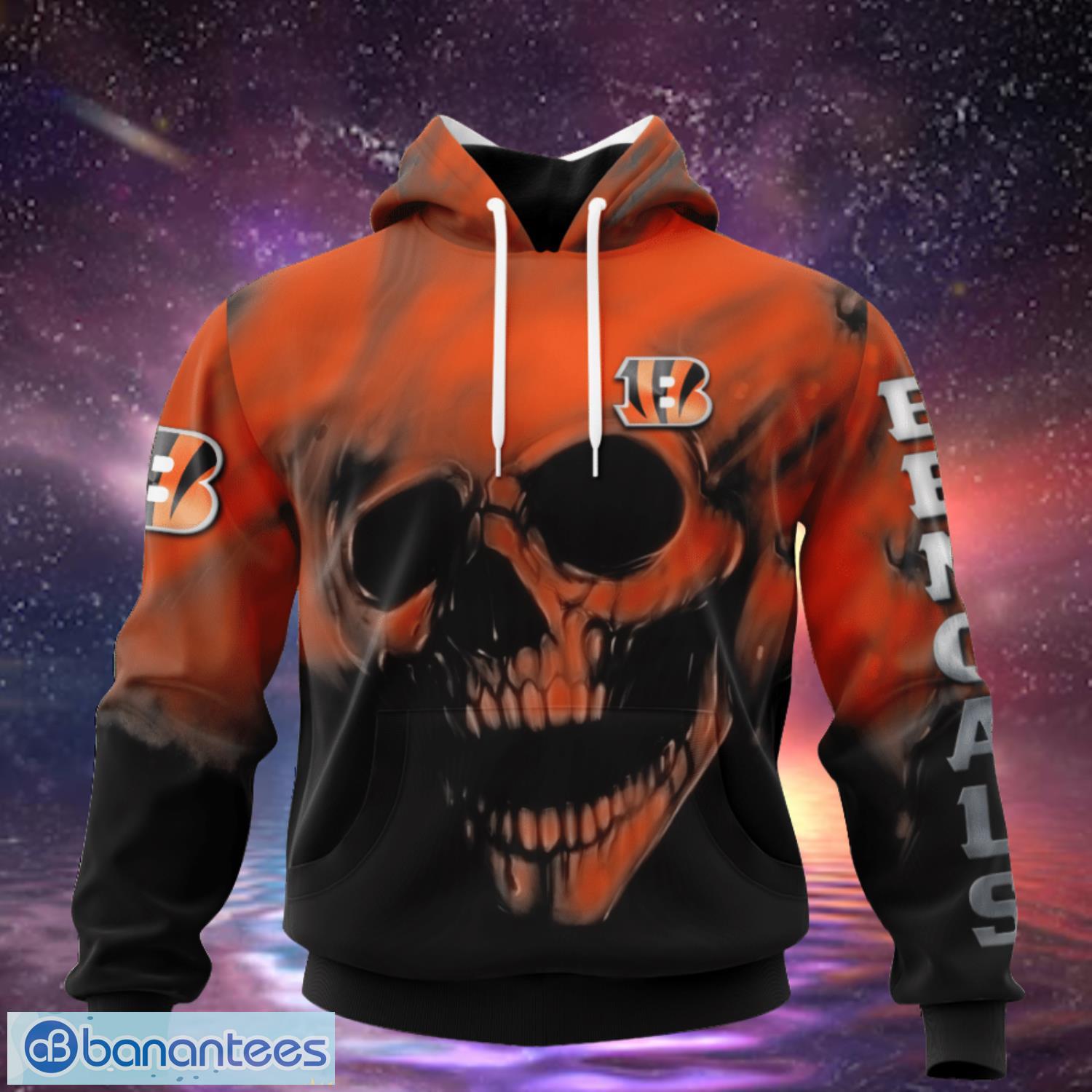 Cincinnati Bengals Custom Name & Number Skull Hoodies Full Over Print Product Photo 2
