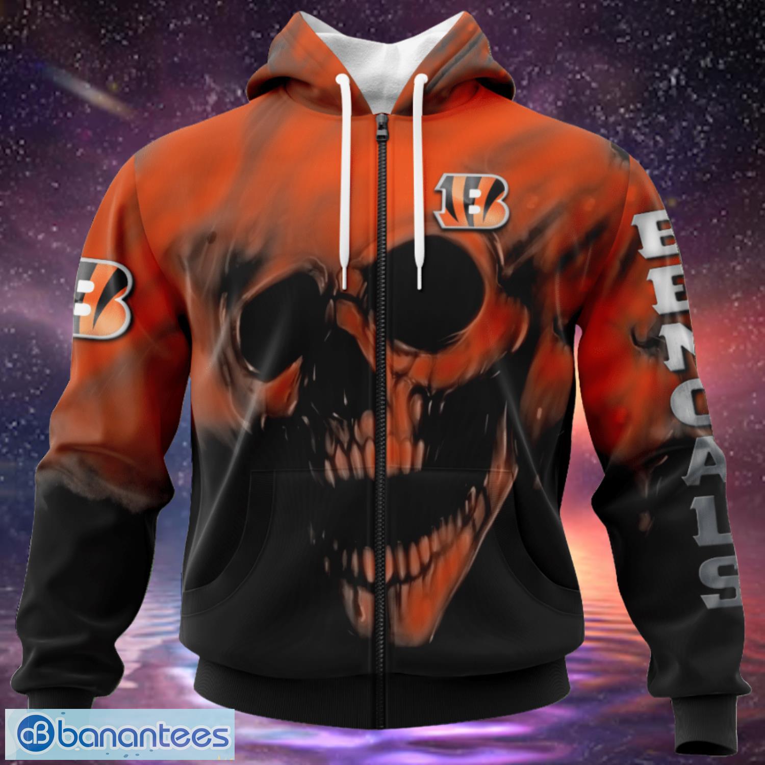 Cincinnati Bengals Custom Name & Number Skull Hoodies Full Over Print Product Photo 1