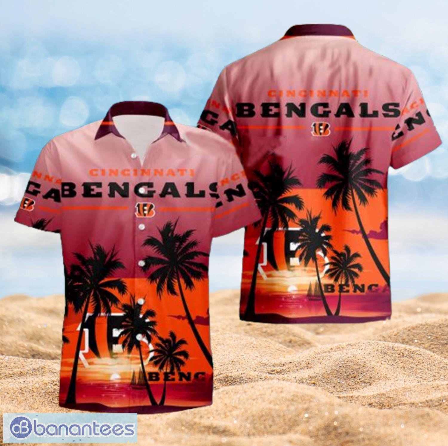 Cincinnati Bengals Hawaiian  Summer Beach Shirt Pink Full Over Print Product Photo 1