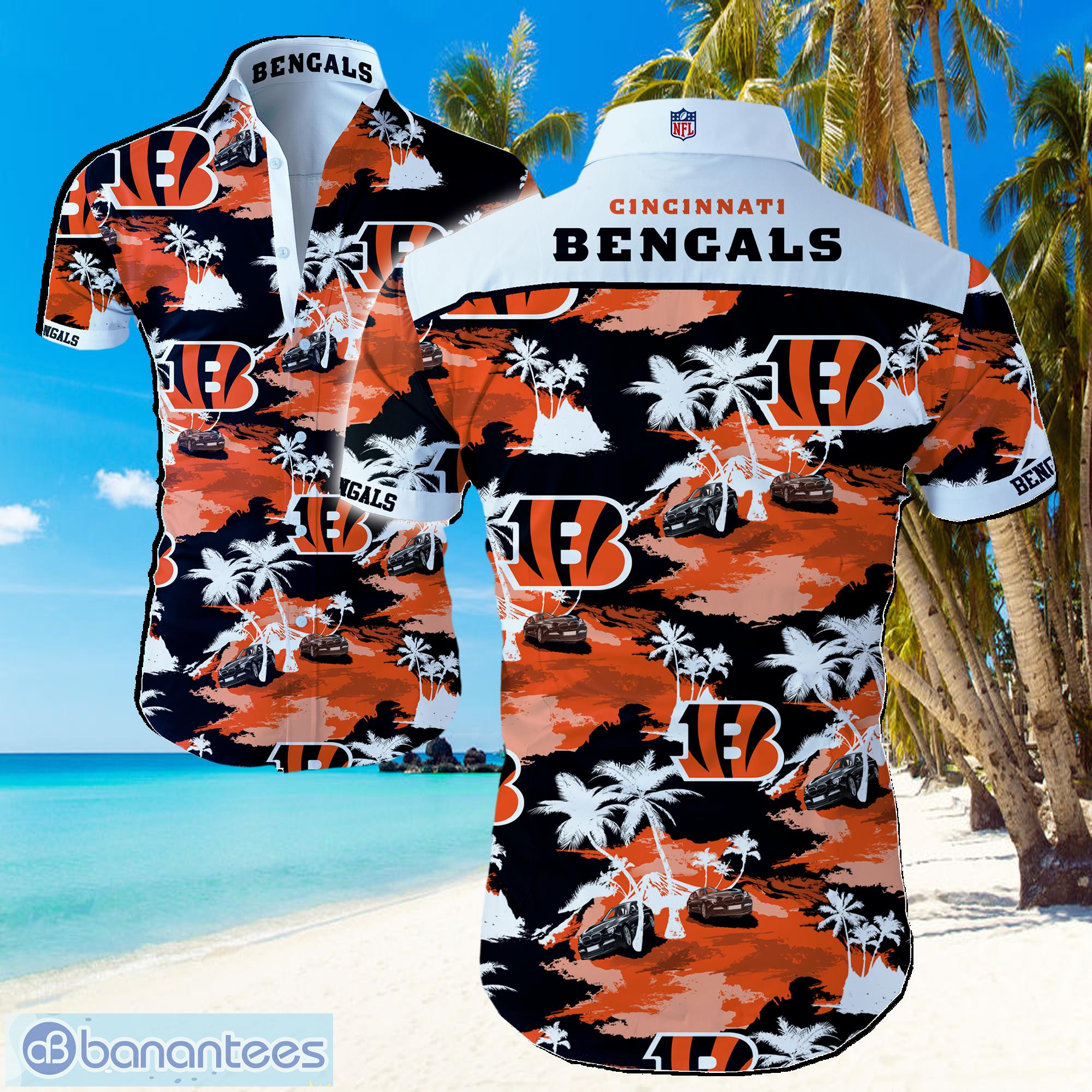 Cincinnati Bengals Logo Football Fans Hawaiian Summer Beach Shirt Full Print Product Photo 1