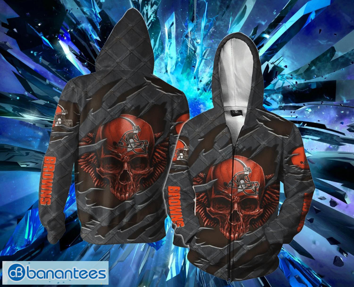 Cleveland Browns 3D Skull Hoodies Full Over Print Product Photo 2