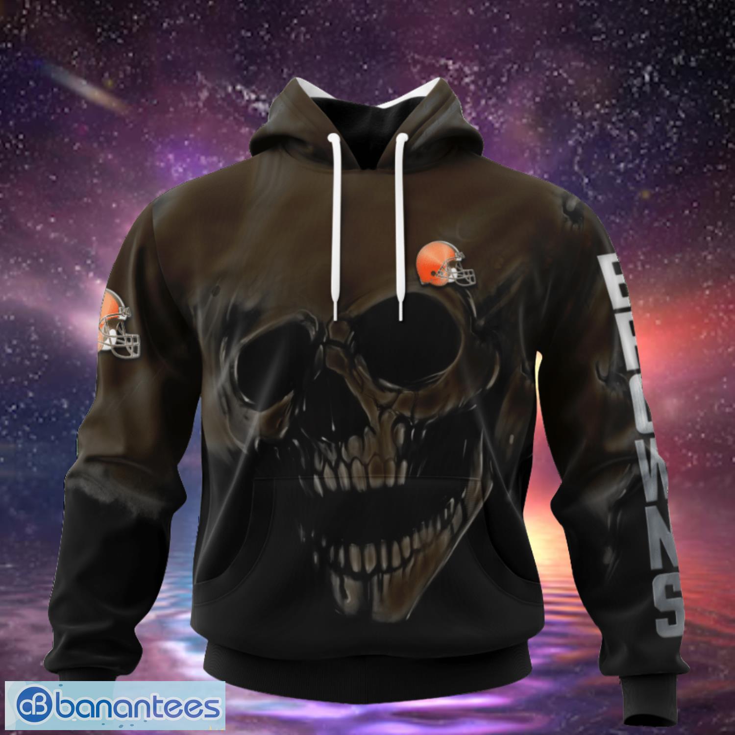Cleveland Browns Custom Name & Number Skull Hoodies Full Over Print Product Photo 2