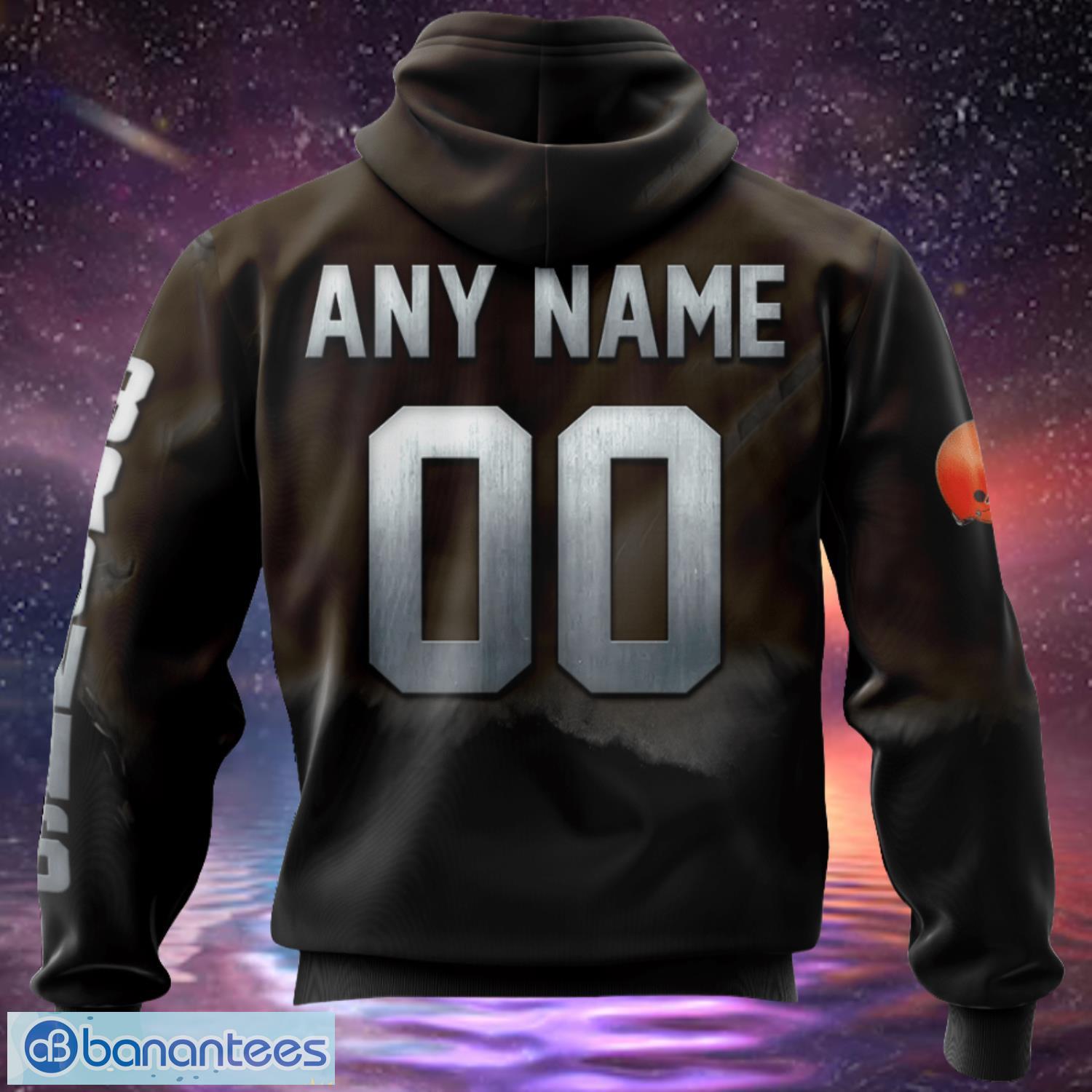 Cleveland Browns Custom Name & Number Skull Hoodies Full Over