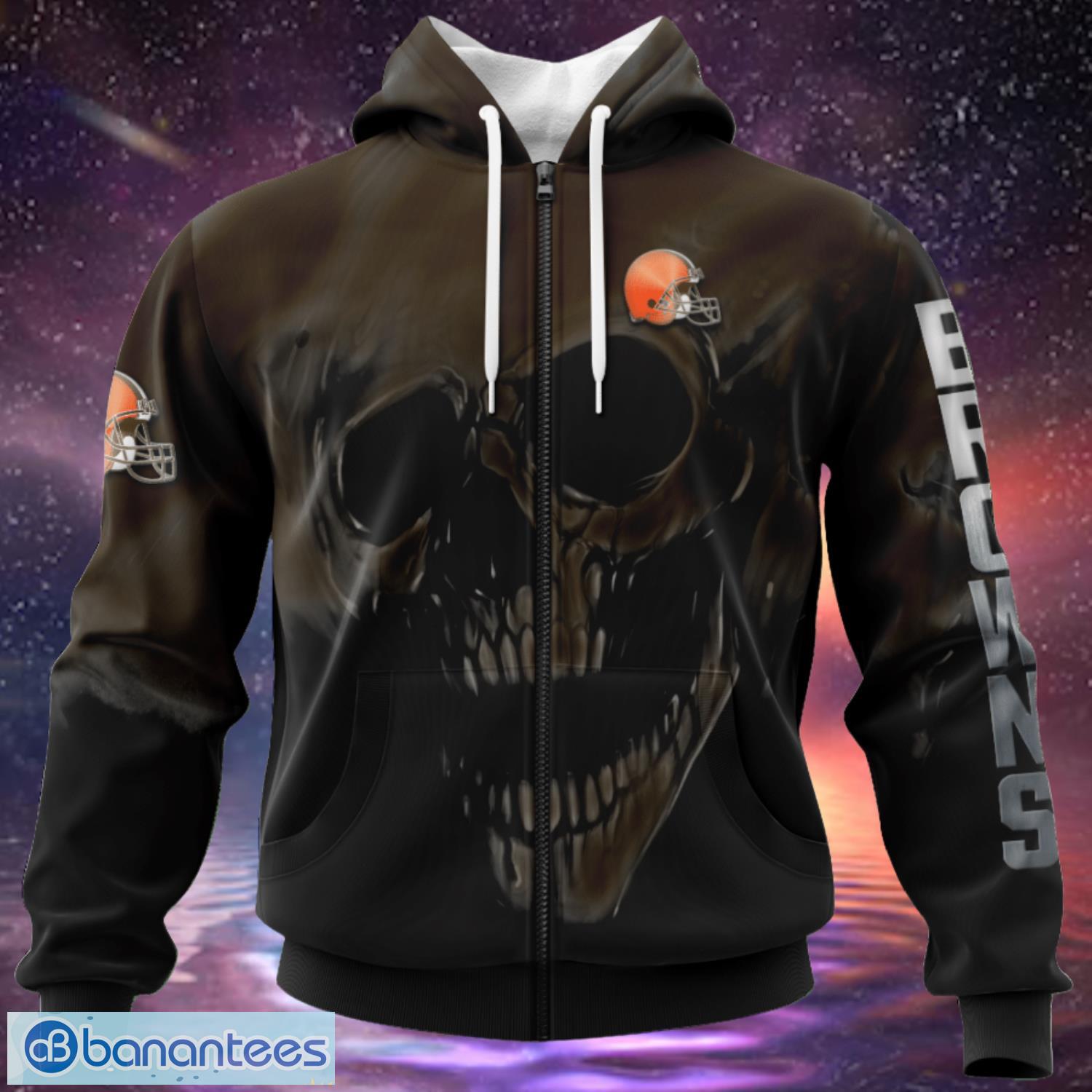 Cleveland Browns Custom Name & Number Skull Hoodies Full Over Print Product Photo 1