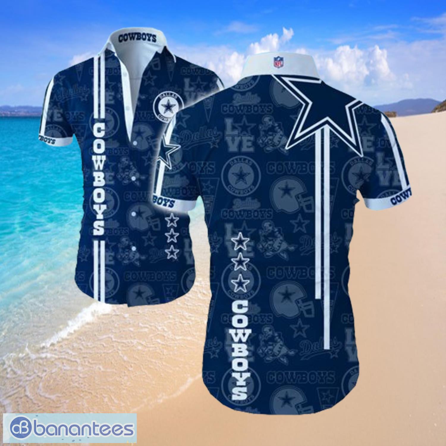 Dallas Cowboys Logo NFL Blue Shirt Hawaiian Summer Beach Shirt Full Print Product Photo 1