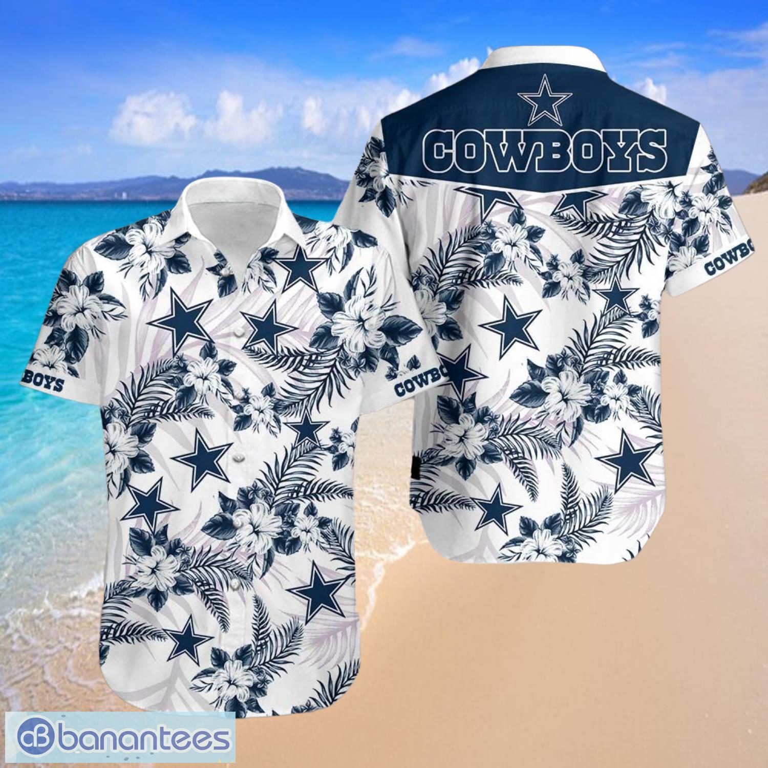 Dallas Cowboys Logo White Shirt Hawaiian Summer Beach Shirt Full Print Product Photo 1