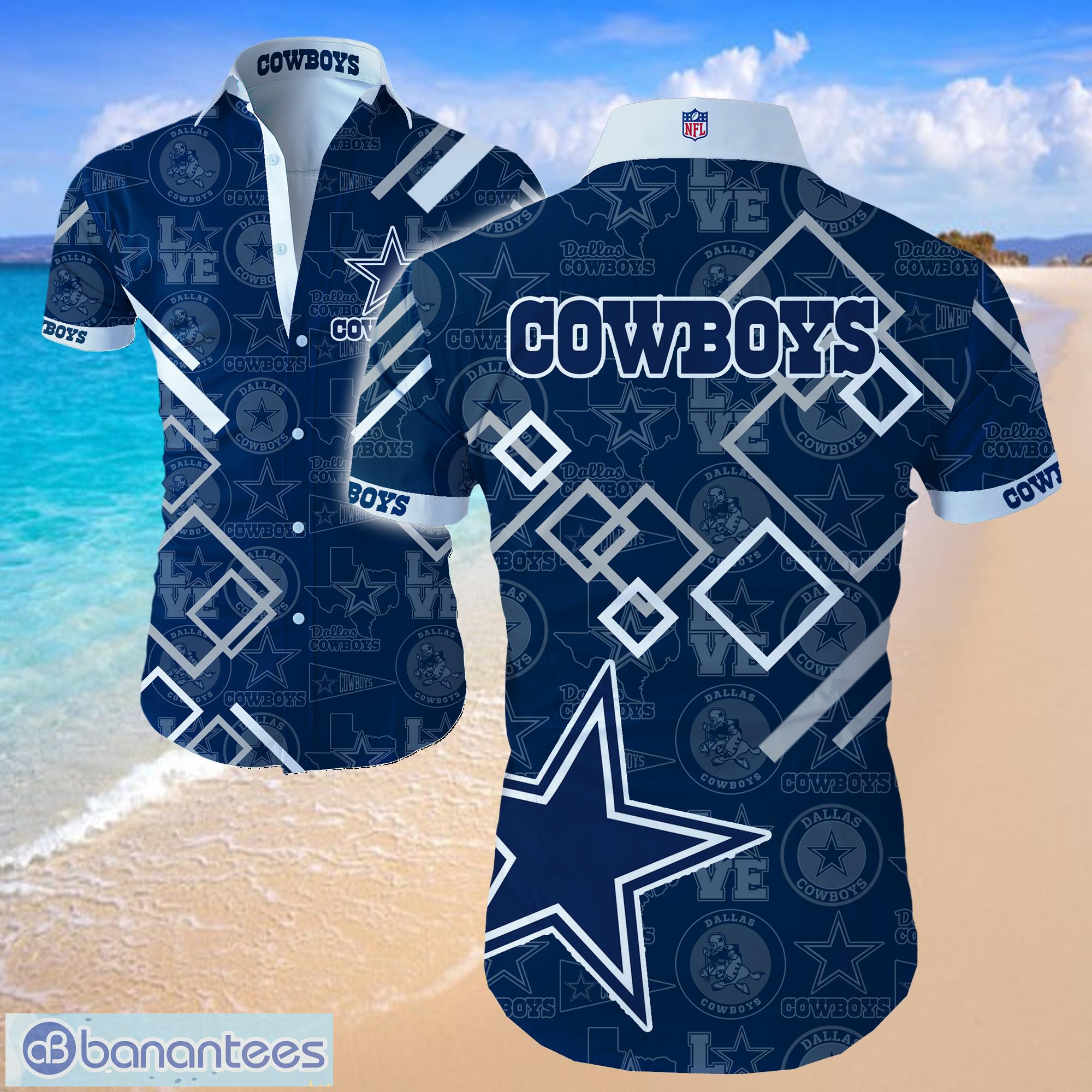 Dallas Cowboys NFL Blue Shirt Hawaiian Summer Beach Shirt Full Print Product Photo 1