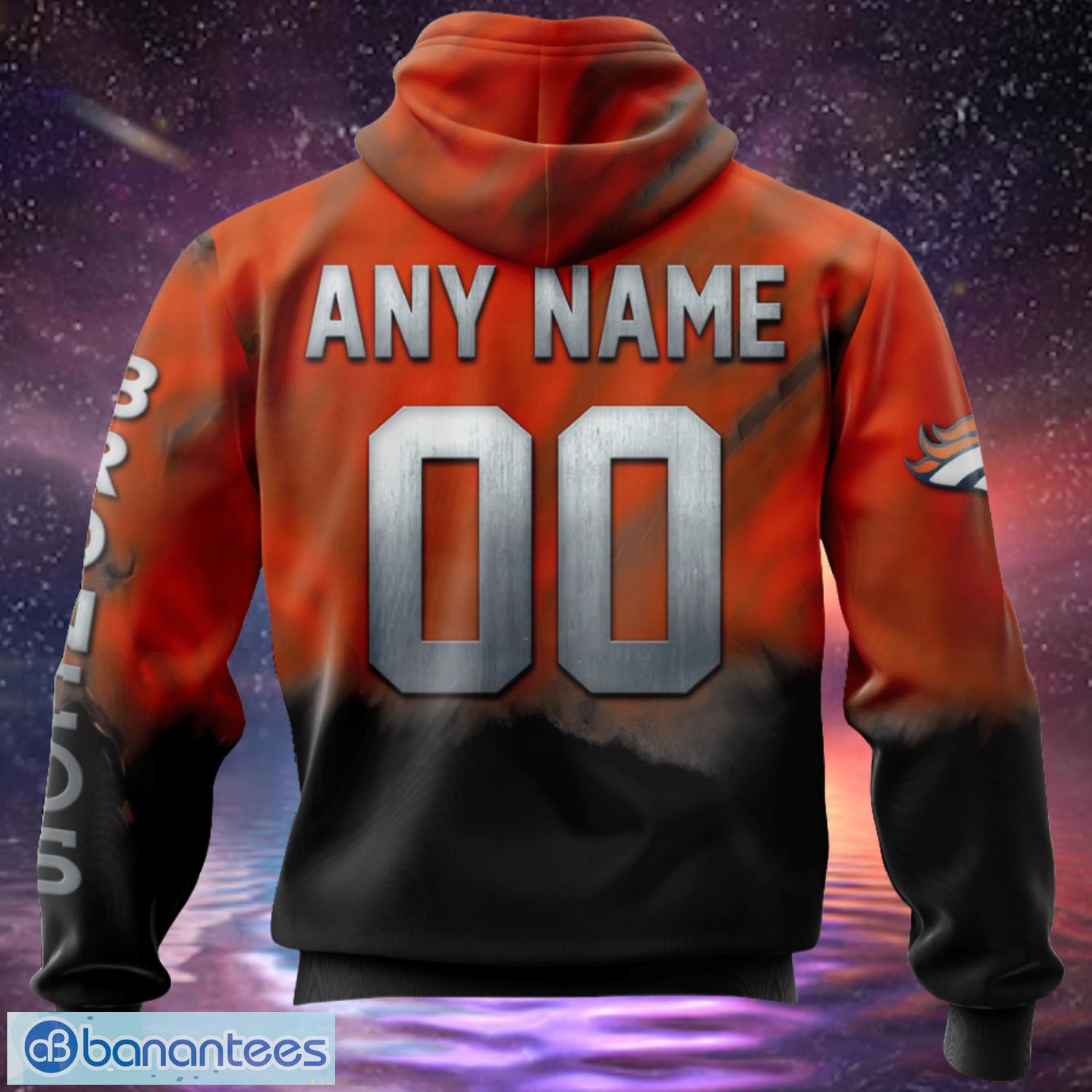 Denver Broncos Custom Name & Number Skull Hoodies Full Over Print