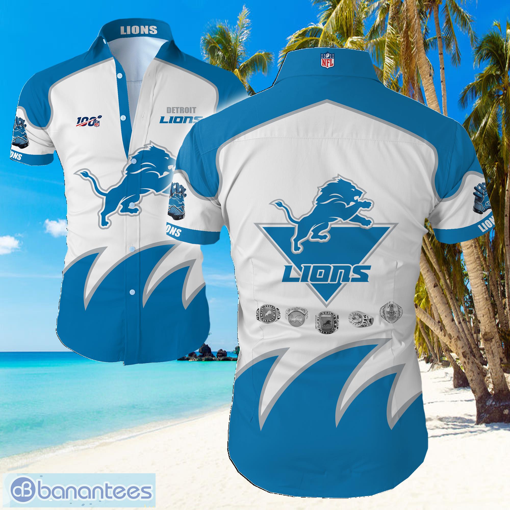 Detroit Lions Big Logo Hawaiian Summer Beach Shirt Full Print Product Photo 1