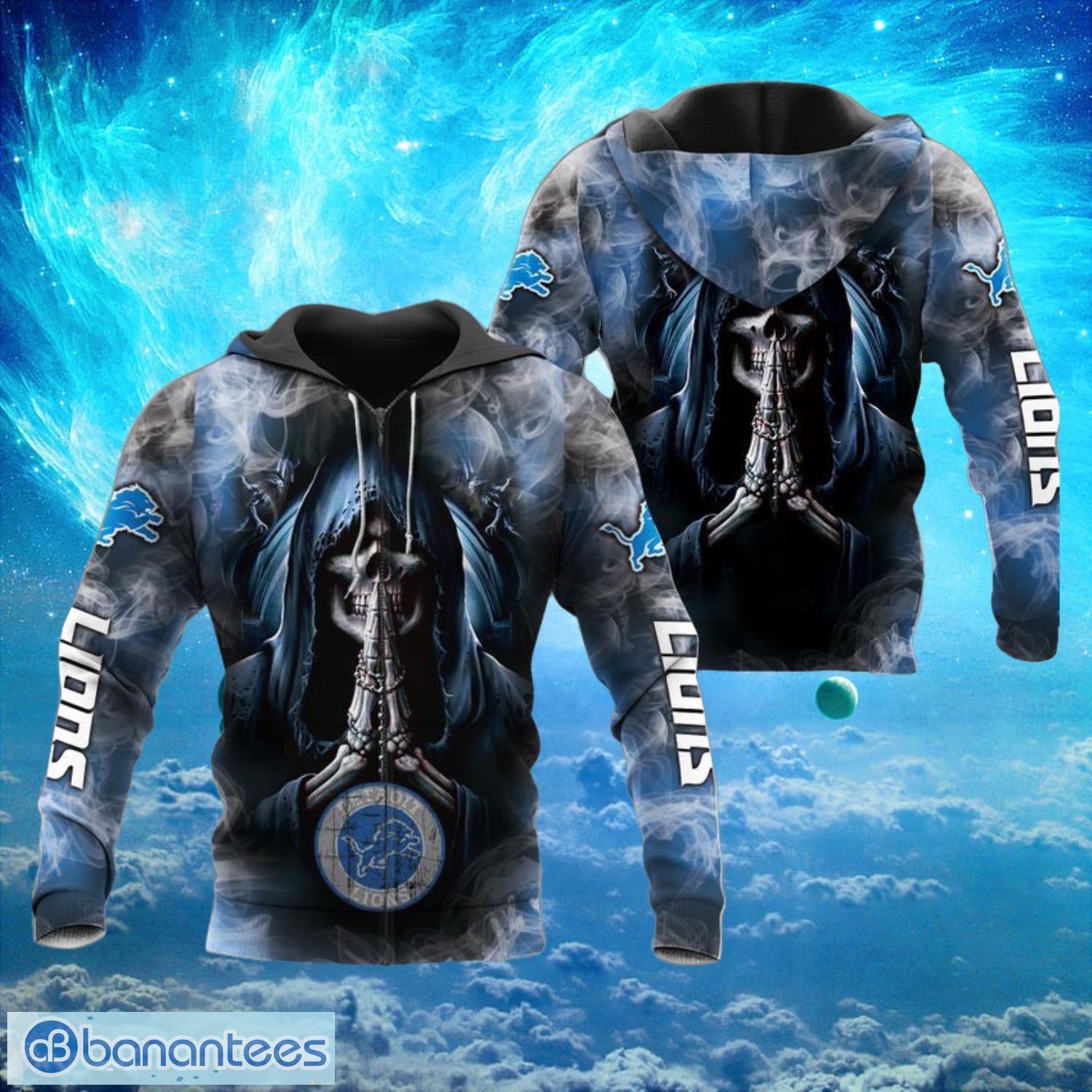 Detroit Lions Death Background Smoke Hoodies Full Over Print Product Photo 2
