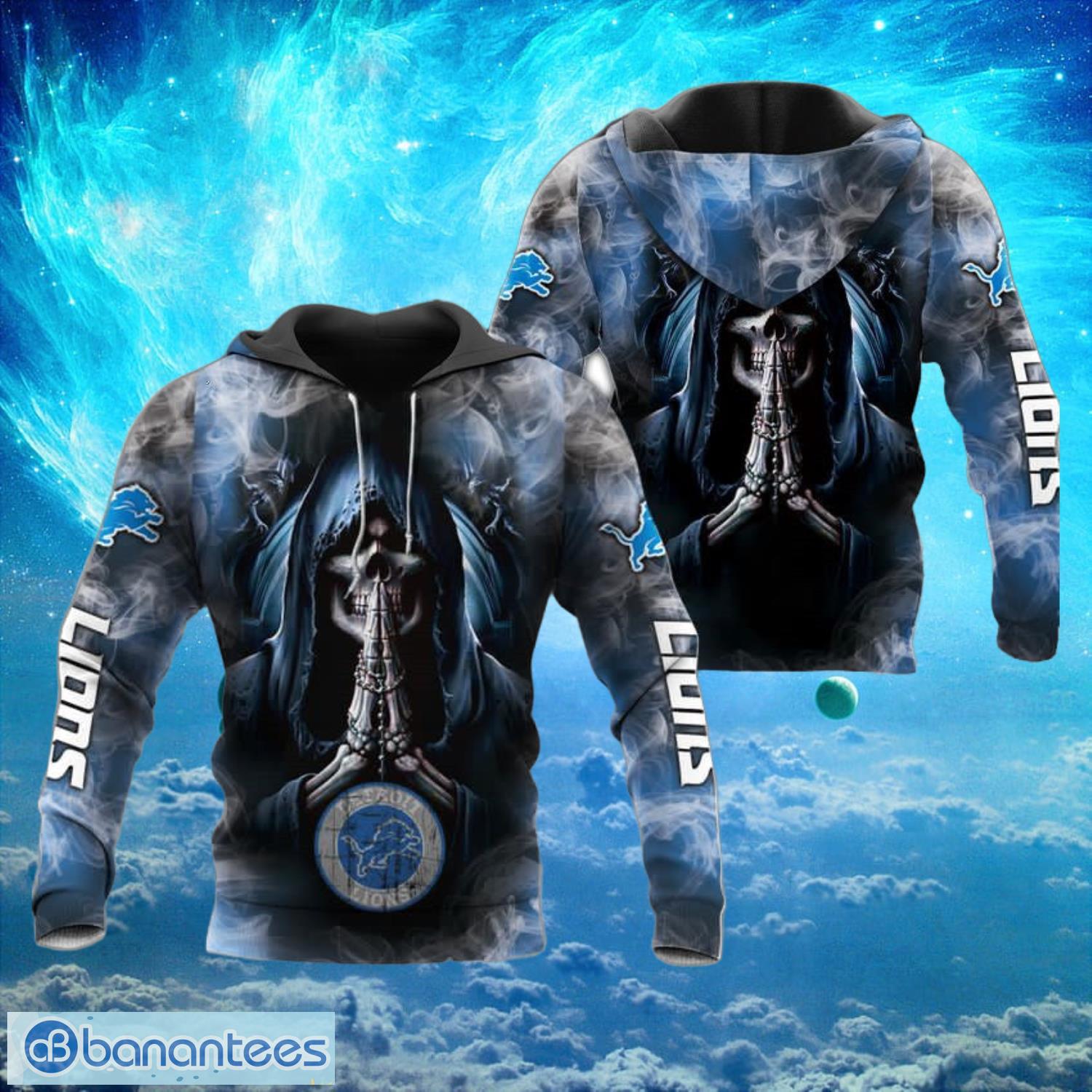 Detroit Lions Death Background Smoke Hoodies Full Over Print Product Photo 1