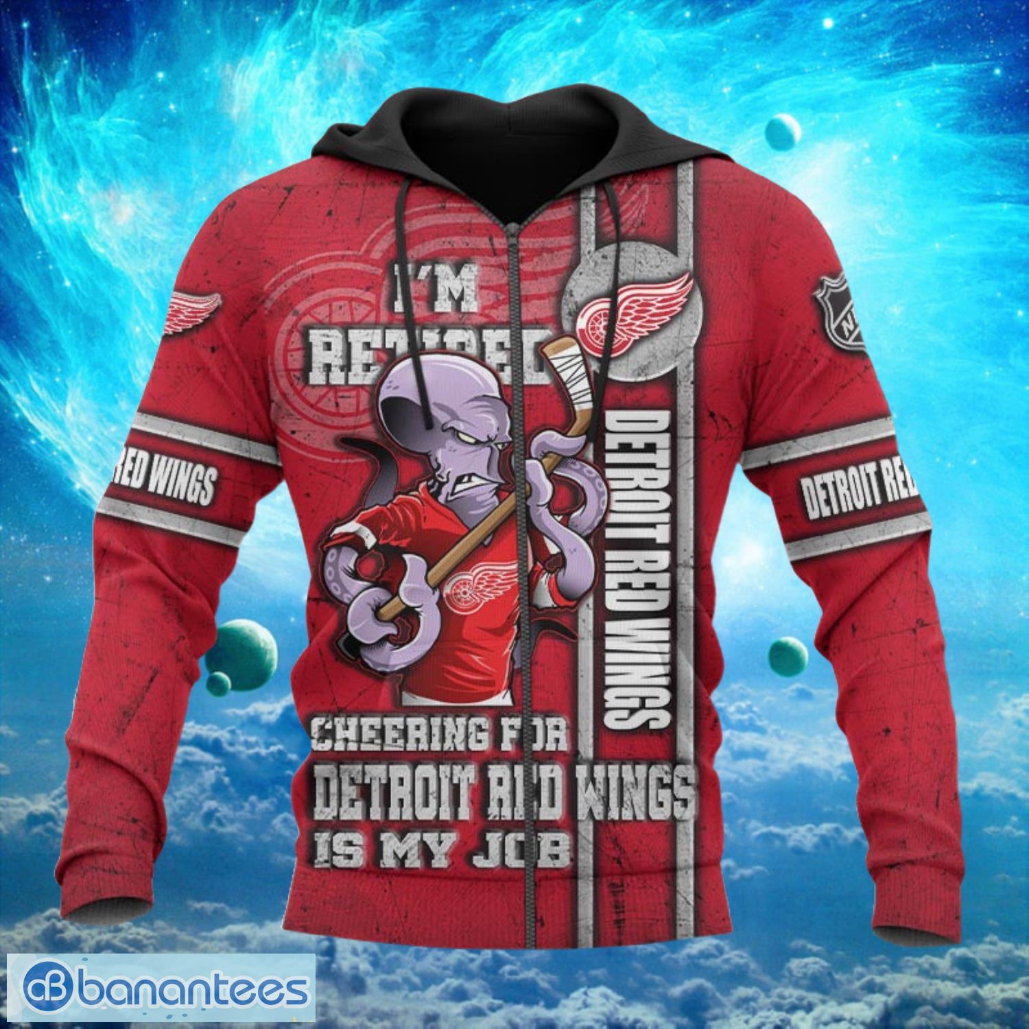 Detroit Red Wings I'm Retired Red Hoodies Print Full Product Photo 1