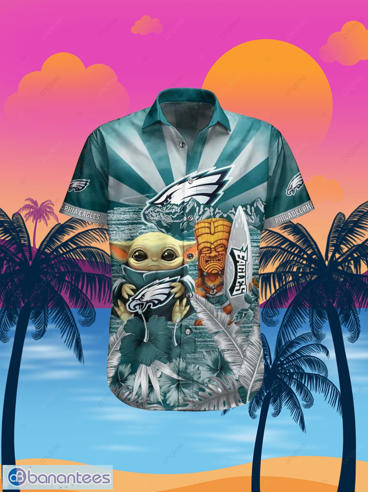 Eagles Baby Yoda Star Wars Beach Summer Hawaiian Shirt Full Over Print Product Photo 2