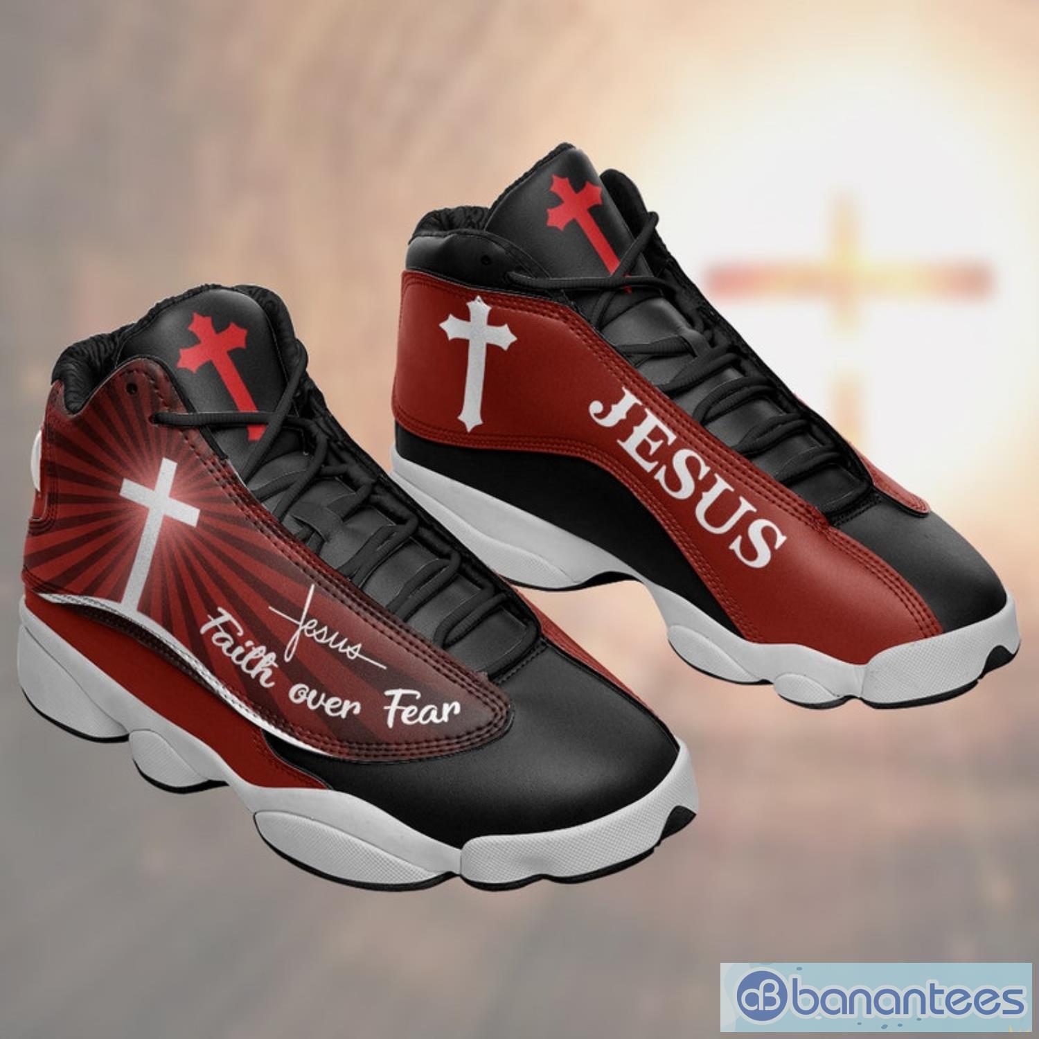 god sneaker jesus faith over fear air jordan 13 shoes 1 image God Sneaker - Jesus - Faith Over Fear Air Jordan 13 Shoes Product Photo 2