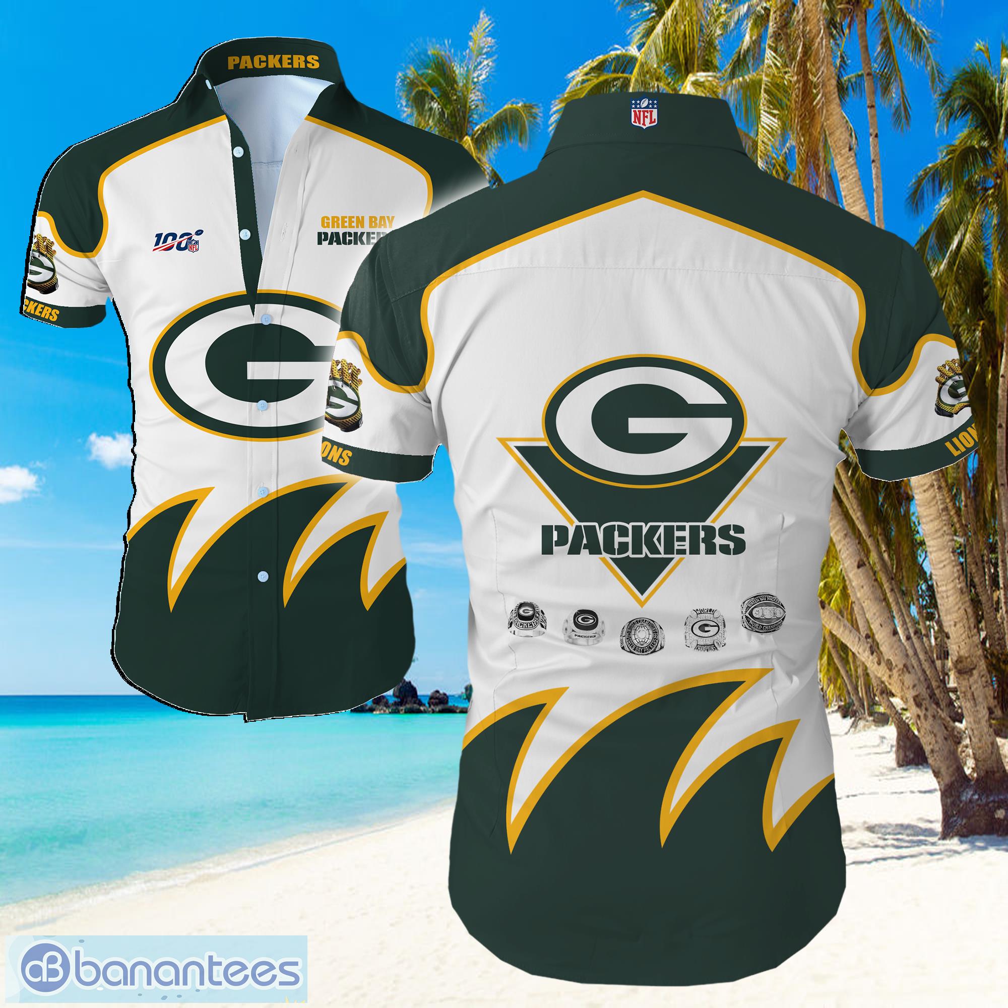 Green Bay Packers Big Logo NFL Hawaiian Summer Beach Shirt Full Print Product Photo 1