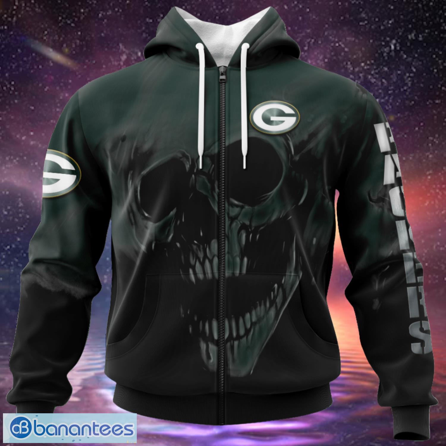 Green Bay Packers Custom Name & Number Skull Hoodies Full Over Print Product Photo 1