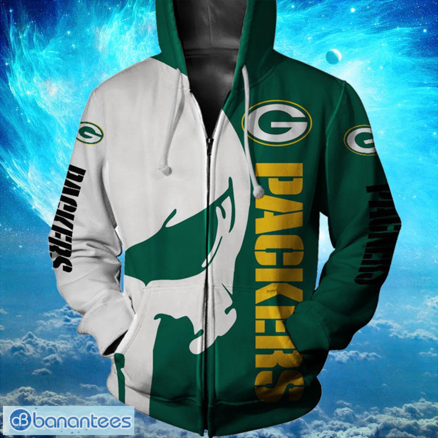 Green Bay Packers Zip White Skull Hoodies Print Full Product Photo 1