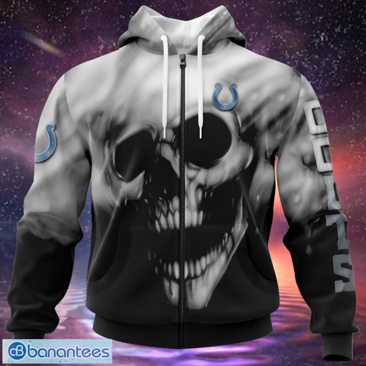 Indianapolis Colts Custom Name & Number Skull Hoodies Full Over Print Product Photo 2