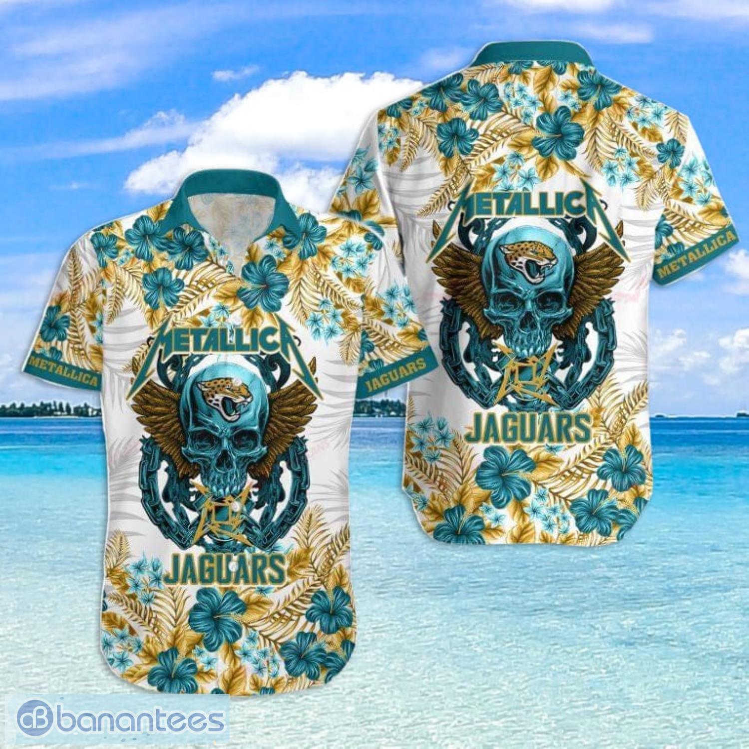 NFL Jacksonville Jaguars Hawaiian Shirt Custom Name Teal Flower