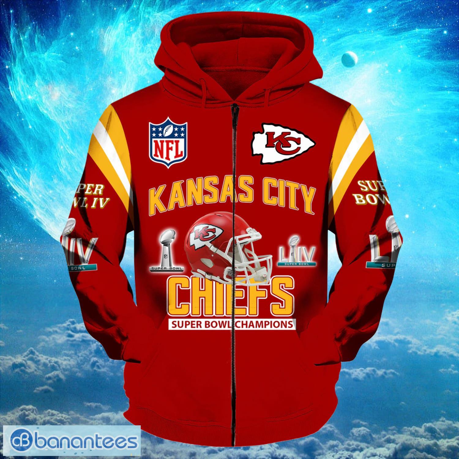 Kansas City Chiefs Zip Super Bowl Champions LIV Red Hoodies Print Full Product Photo 1