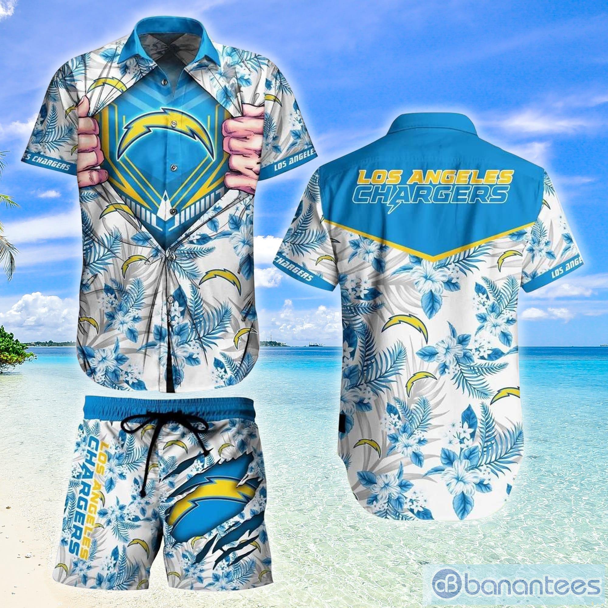 Custom Name Los Angeles Chargers Football Short Sleeve Hawaiian Shirt