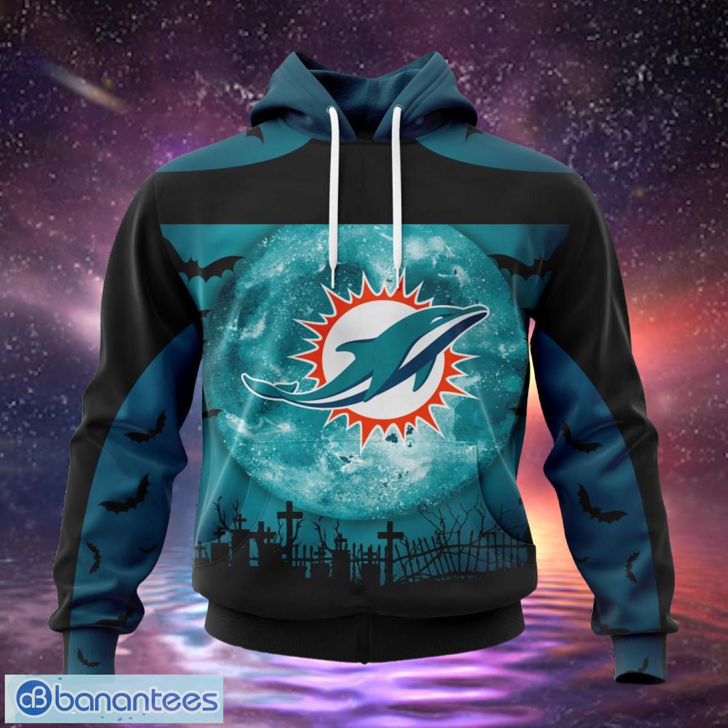 Miami Dolphins Custom Name & Number Halloween Hoodies Full Over Print Product Photo 2