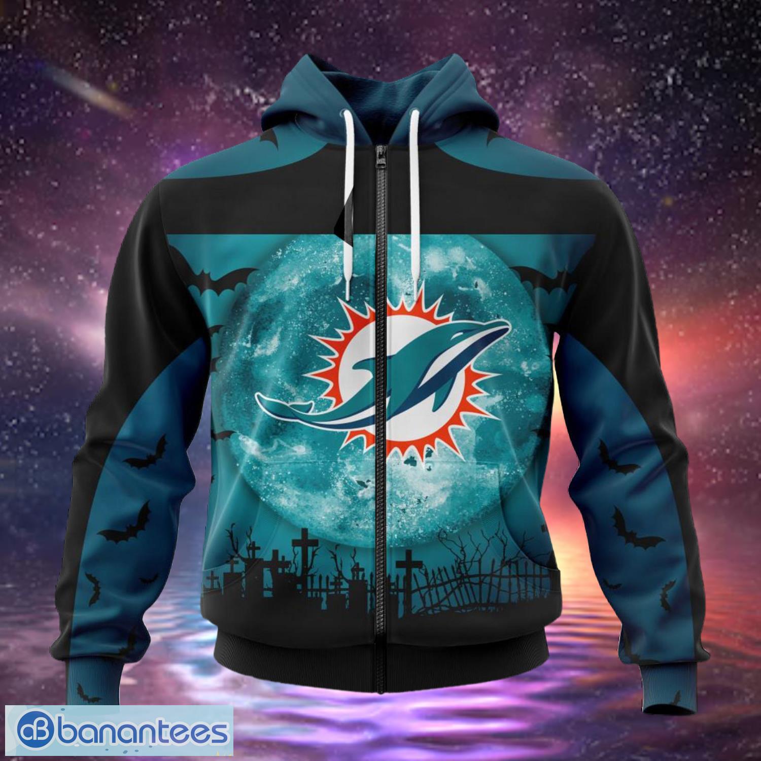 Miami Dolphins Custom Name & Number Halloween Hoodies Full Over Print Product Photo 1