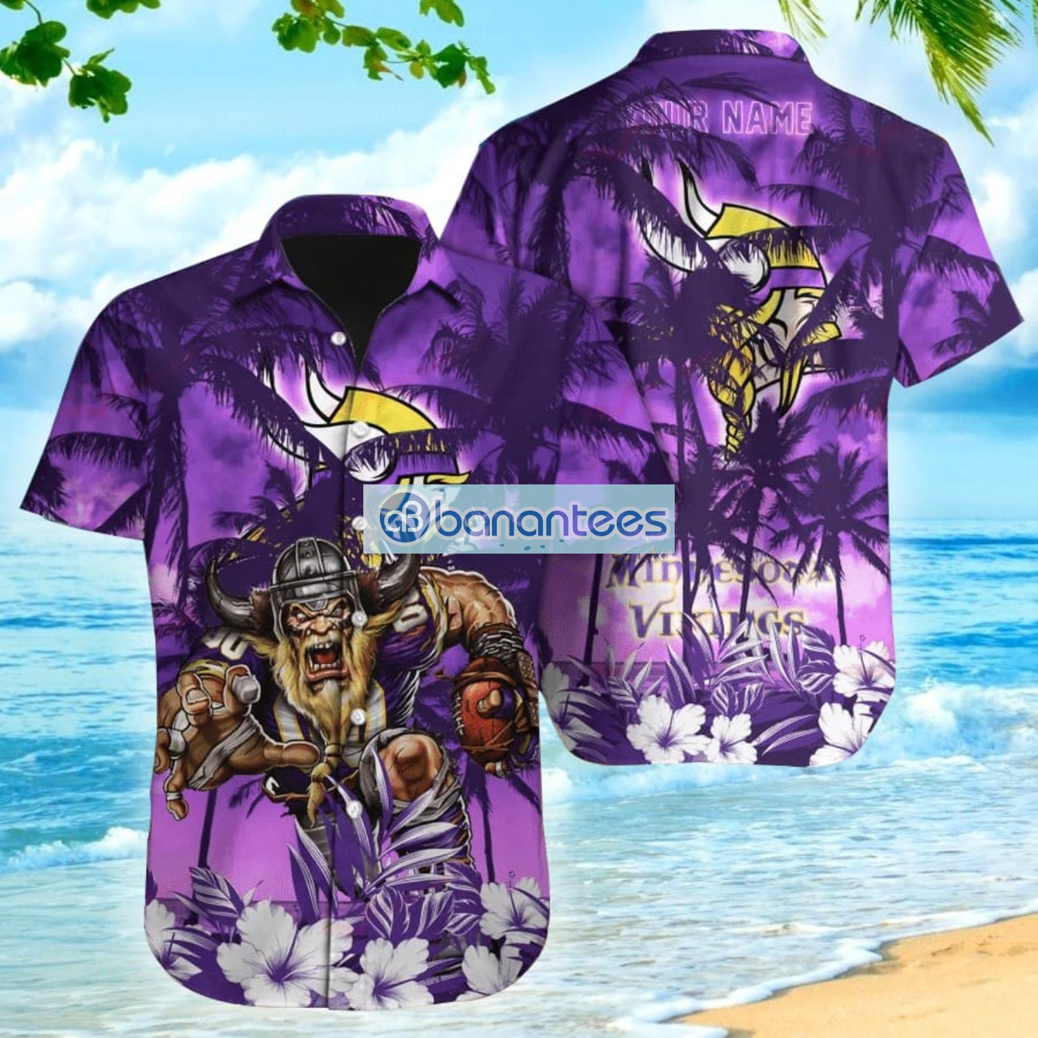 Nfl Minnesota Vikings Custom Name Coconut Purple Trendy Hawaiian