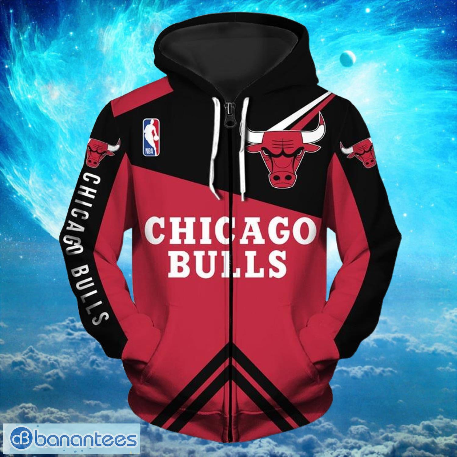 NBA Chicago Bulls  Zipper Red Hoodies Print Full Product Photo 1