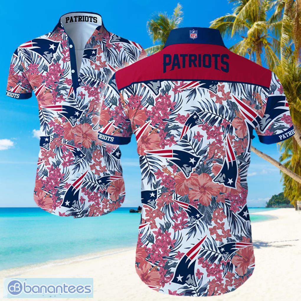 New England Patriots Logo Flower Hawaiian Summer Beach Shirt Full Print Product Photo 1