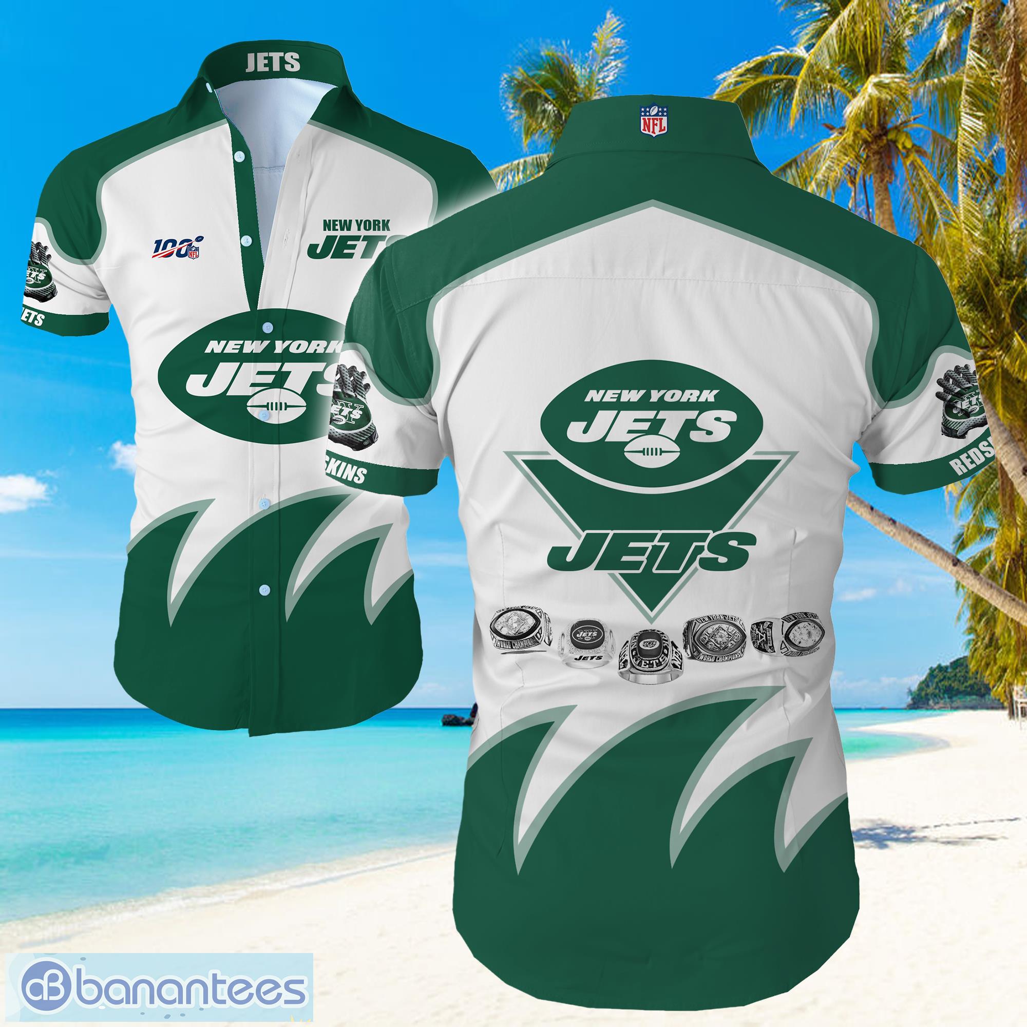 New York Jets Big Logo Hawaiian Summer Beach Shirt Full Print Product Photo 1