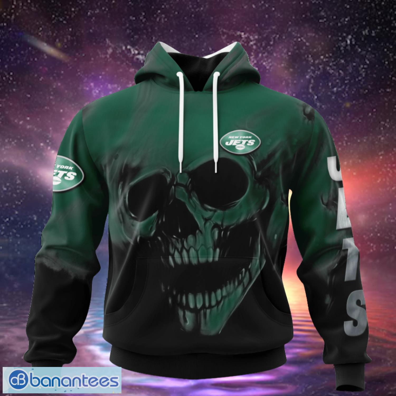 New York Jets Custom Name & Number Skull Hoodies Full Over Print Product Photo 2