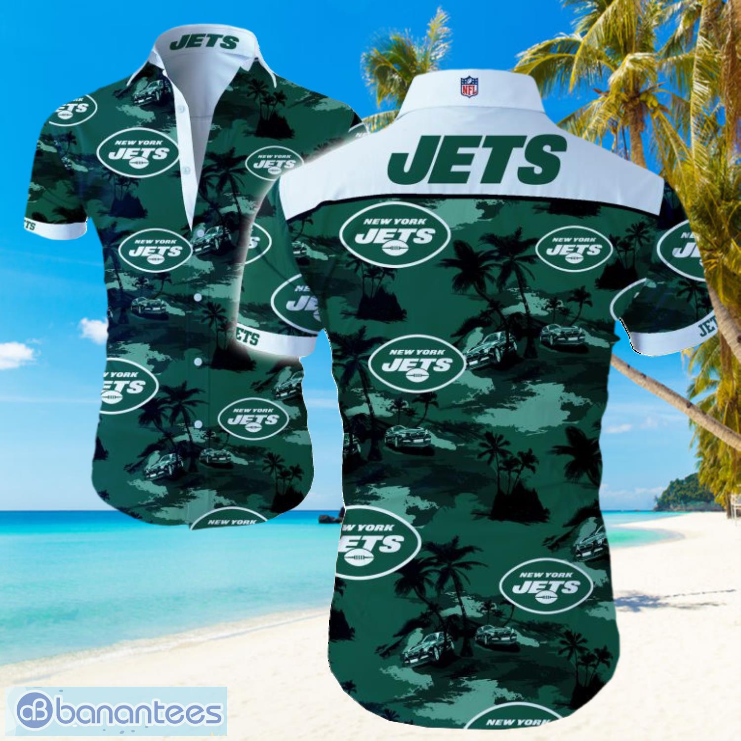New York Jets Logo Football Hawaiian Summer Beach Shirt Full Print Product Photo 1