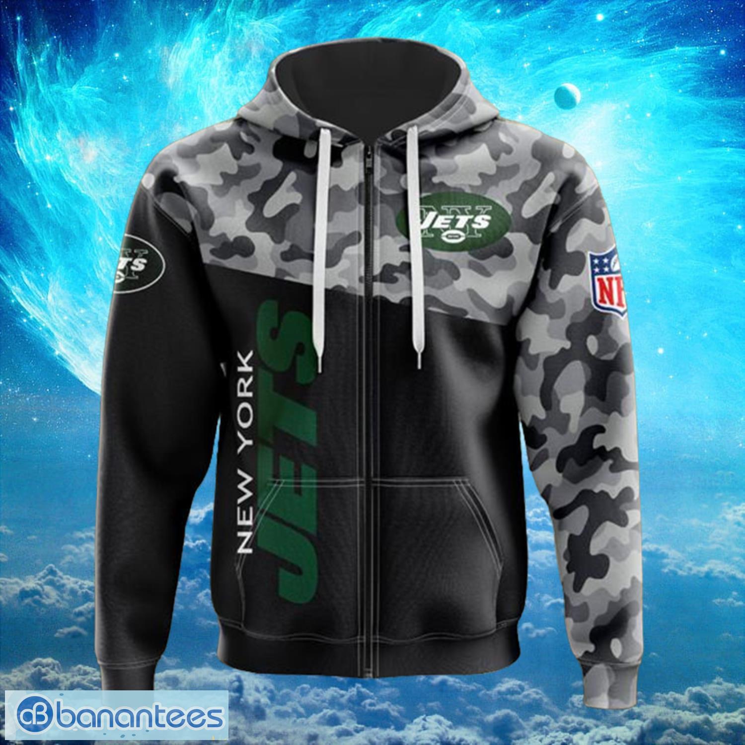 New York Jets Logo Zip Up Dark Hoodies Full Over Print Product Photo 1