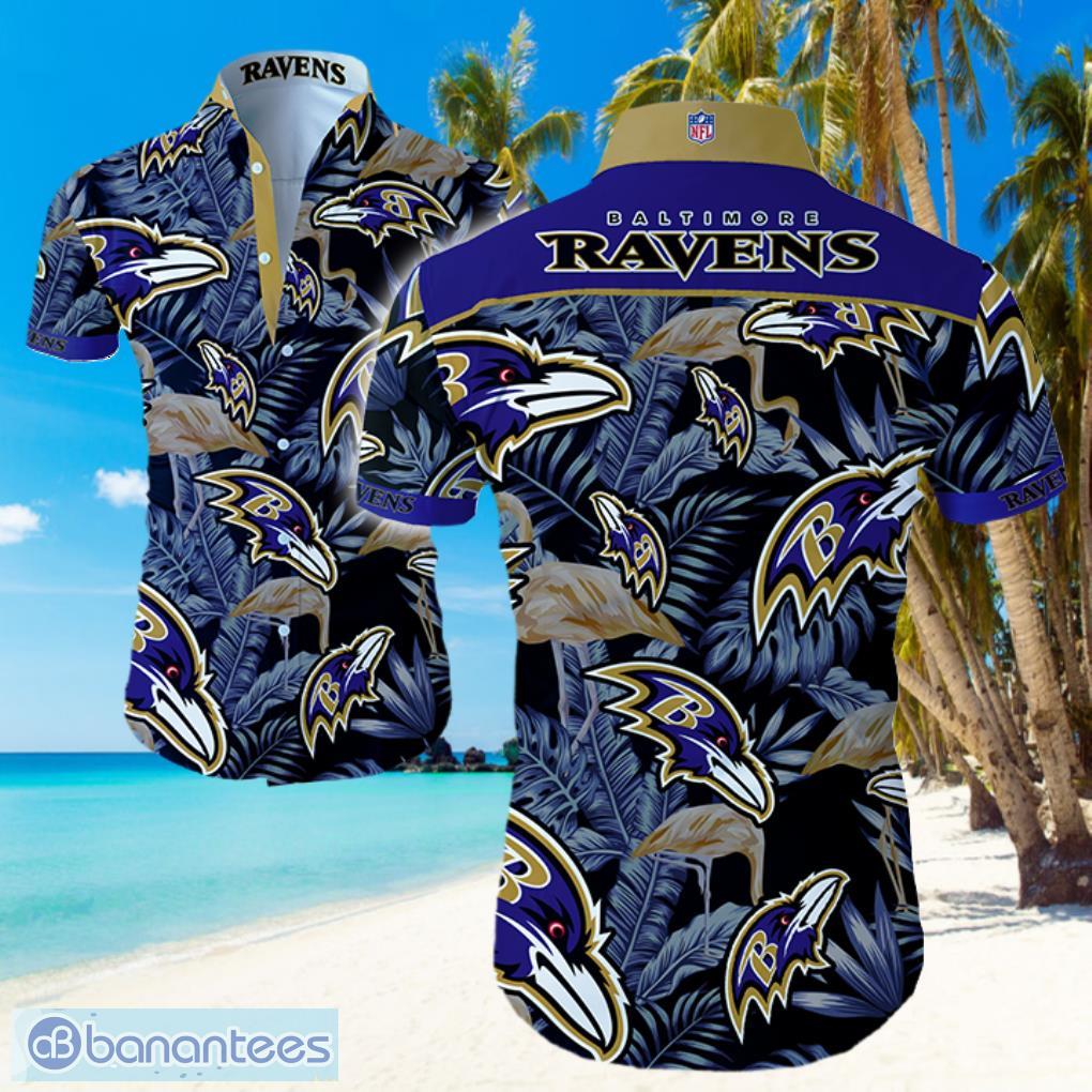 NFL Baltimore Ravens Logo Dark Shirt Hawaiian Summer Beach Shirt Full Print Product Photo 1