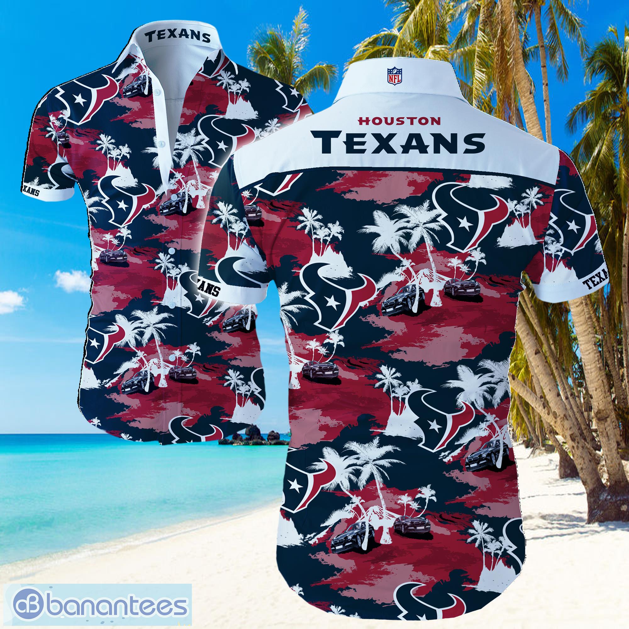 NFL Houston Texans Logo Dark Shirt Hawaiian Summer Beach Shirt Full Print Product Photo 1