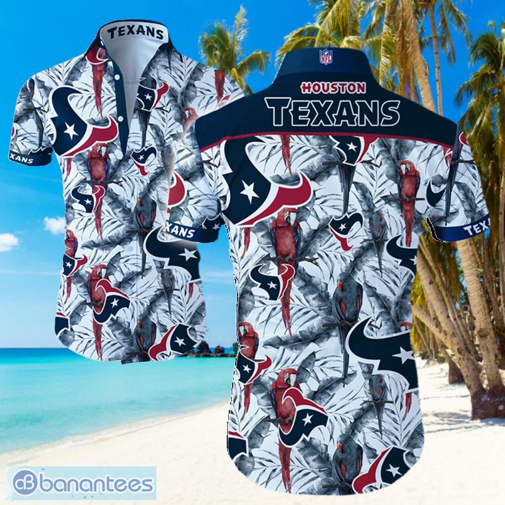 NFL Houston Texans Logo Parrot Hawaiian Summer Beach Shirt Full Print Product Photo 1