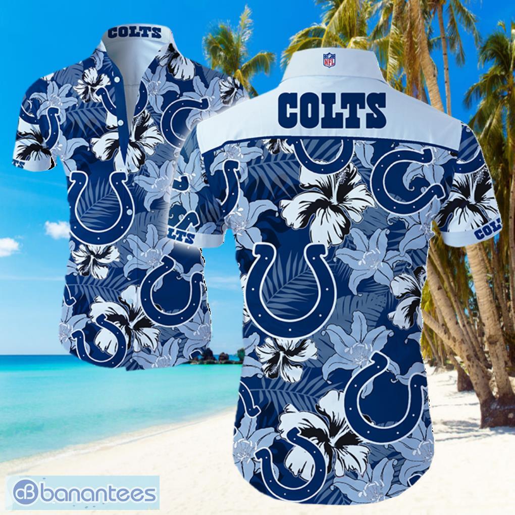 NFL Indianapolis Colts Logo Flower Hawaiian Summer Beach Shirt Full Print Product Photo 1
