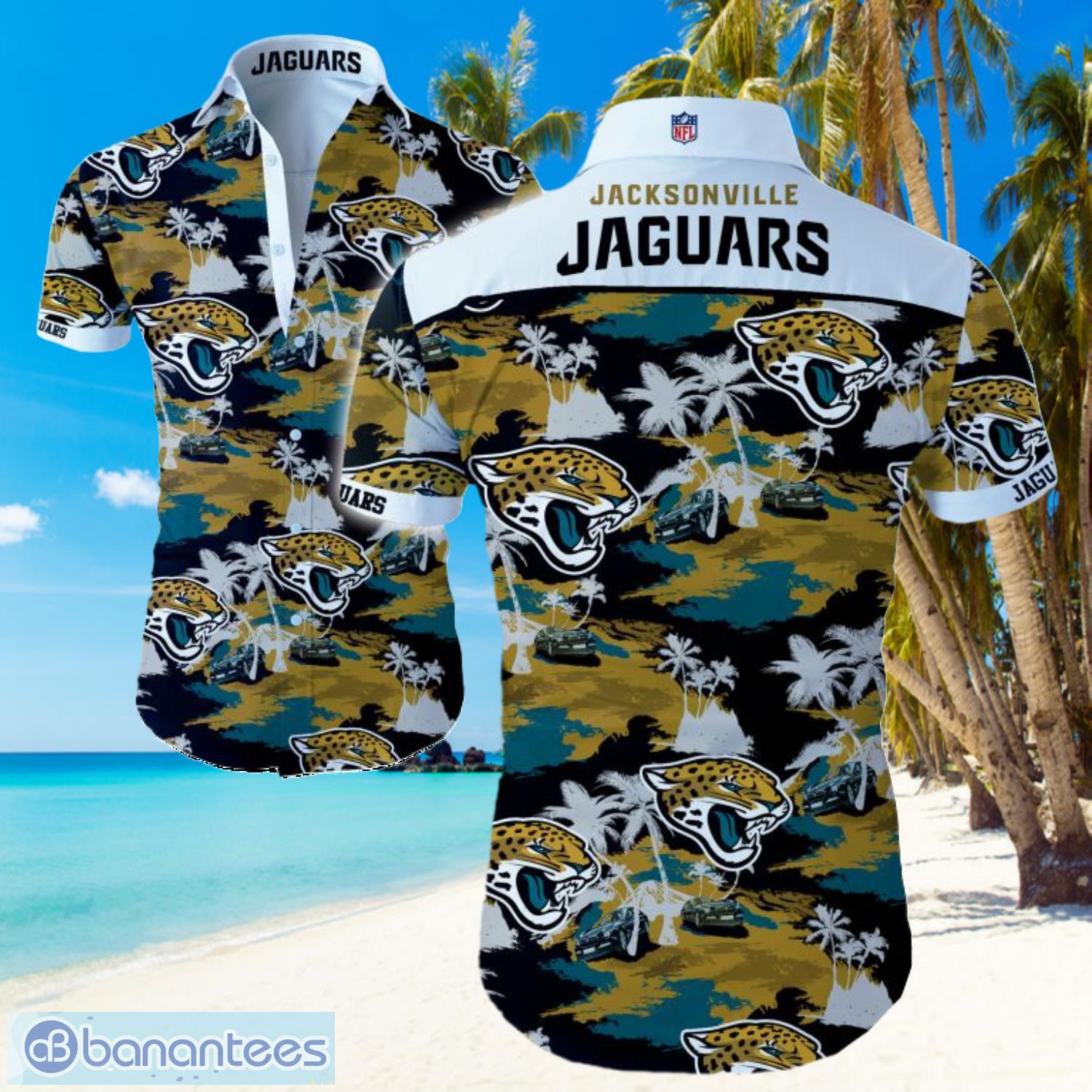 NFL Jacksonville Jaguars Logo Hawaiian Summer Beach Shirt Full Print Product Photo 1