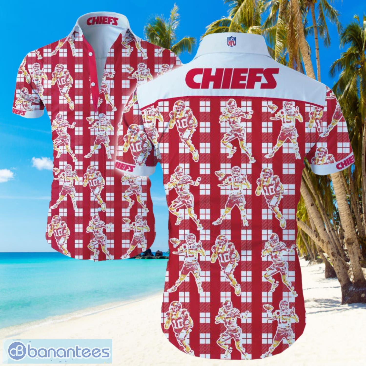 NFl Kansas City Chiefs Logo Red Shirt Hawaiian Summer Beach Shirt Full Print Product Photo 1