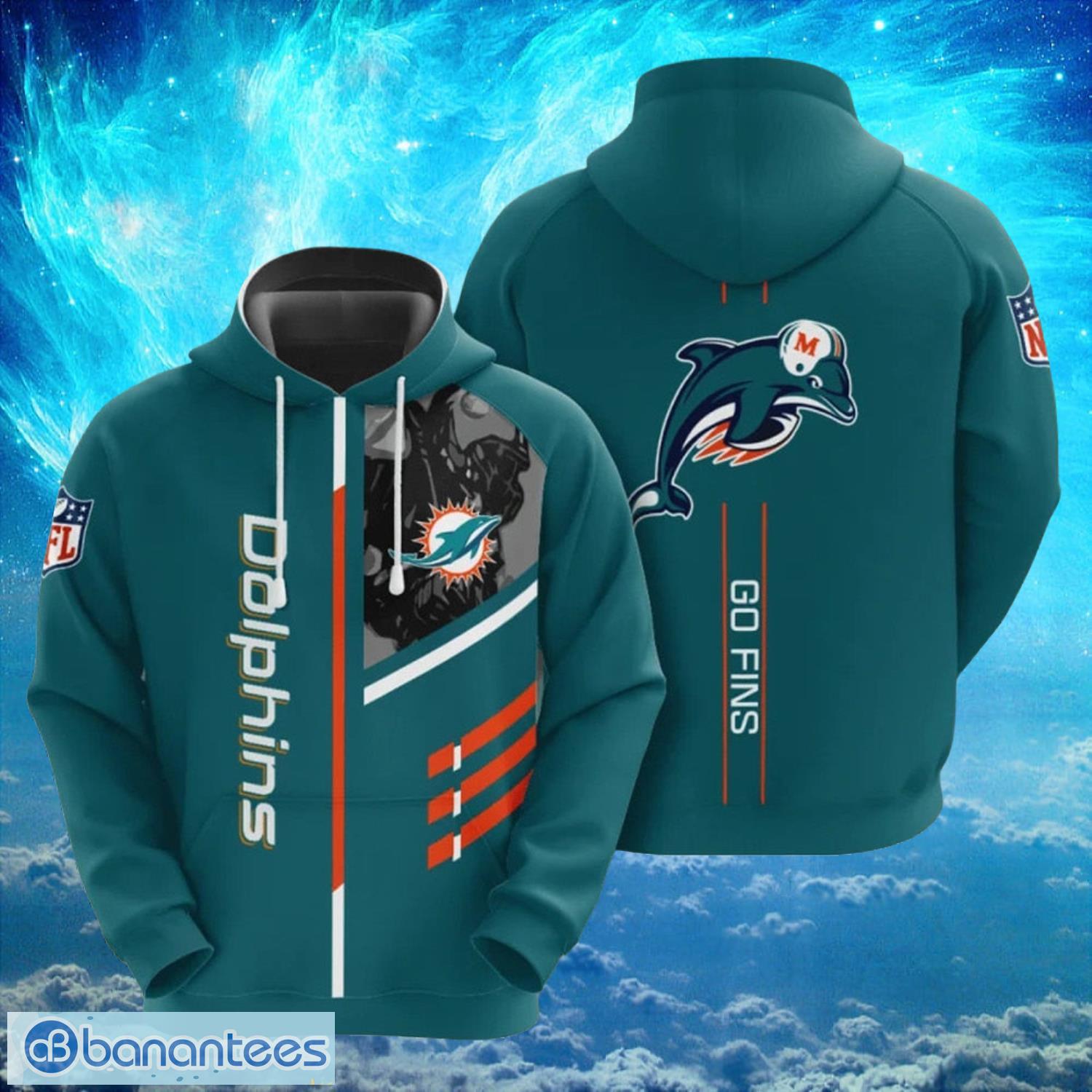 NFL Miami Dolphins Big Logo Backside Go Fins Hoodies Print Full Product Photo 1