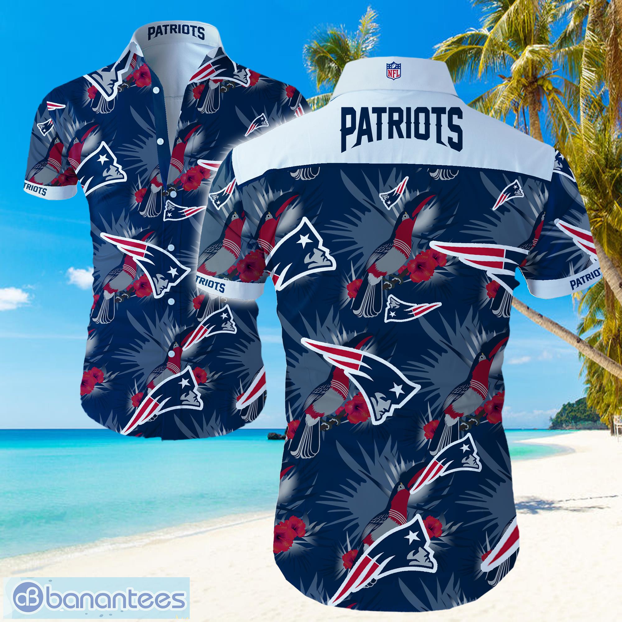 NFL New England Patriots Logo Parrot Hawaiian Summer Beach Shirt Full Print Product Photo 1