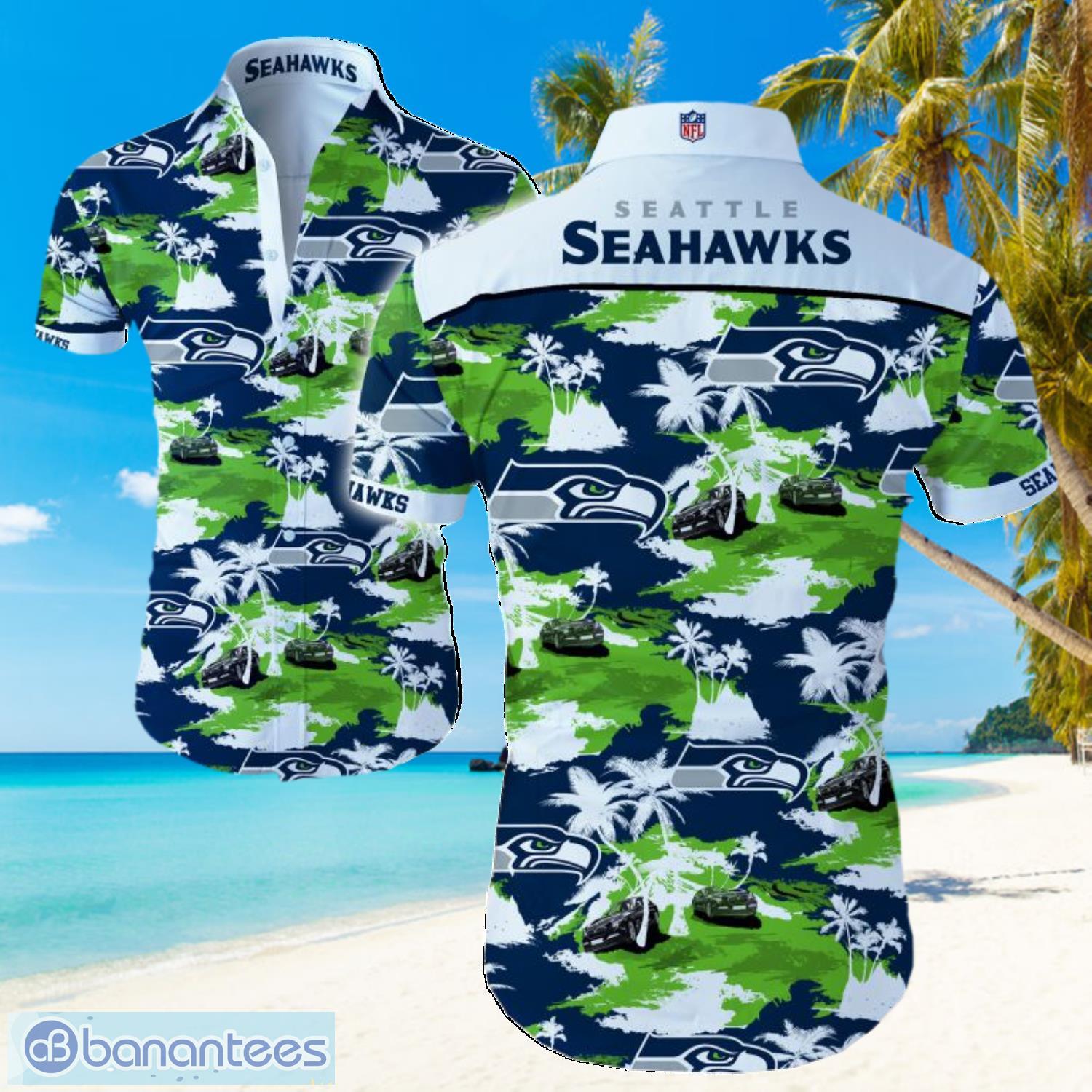 NFL Seattle Seahawks Logo Hawaiian Summer Beach Shirt Full Print Product Photo 1