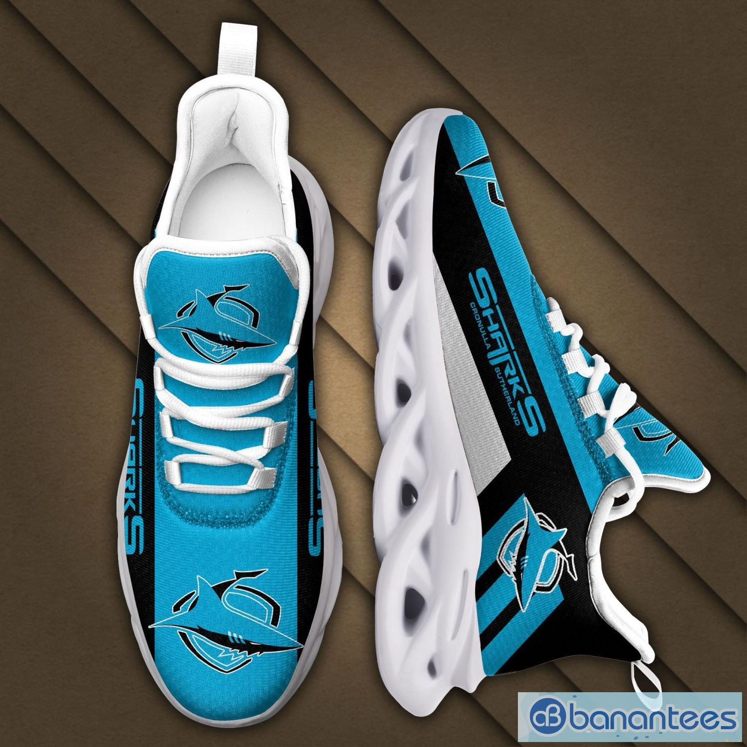 NRL Cronulla-Sutherland Sharks Fans Gift Striped Style Max Soul Shoes Sneaker For Men And Women