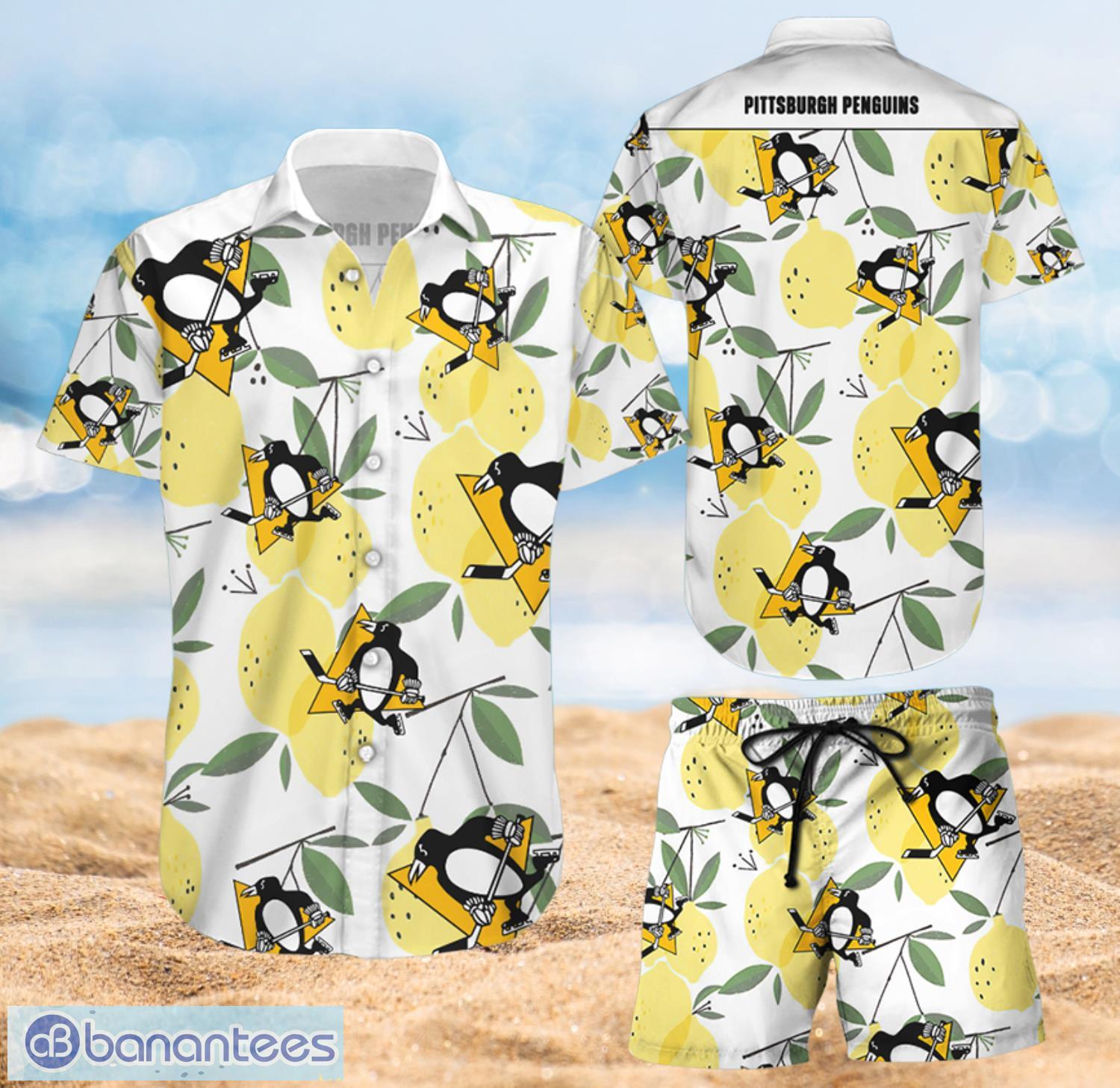 Pittsburgh Penguins Hawaiian Shorts and Shirt Summer Beach Shirt Full Over Print Product Photo 1