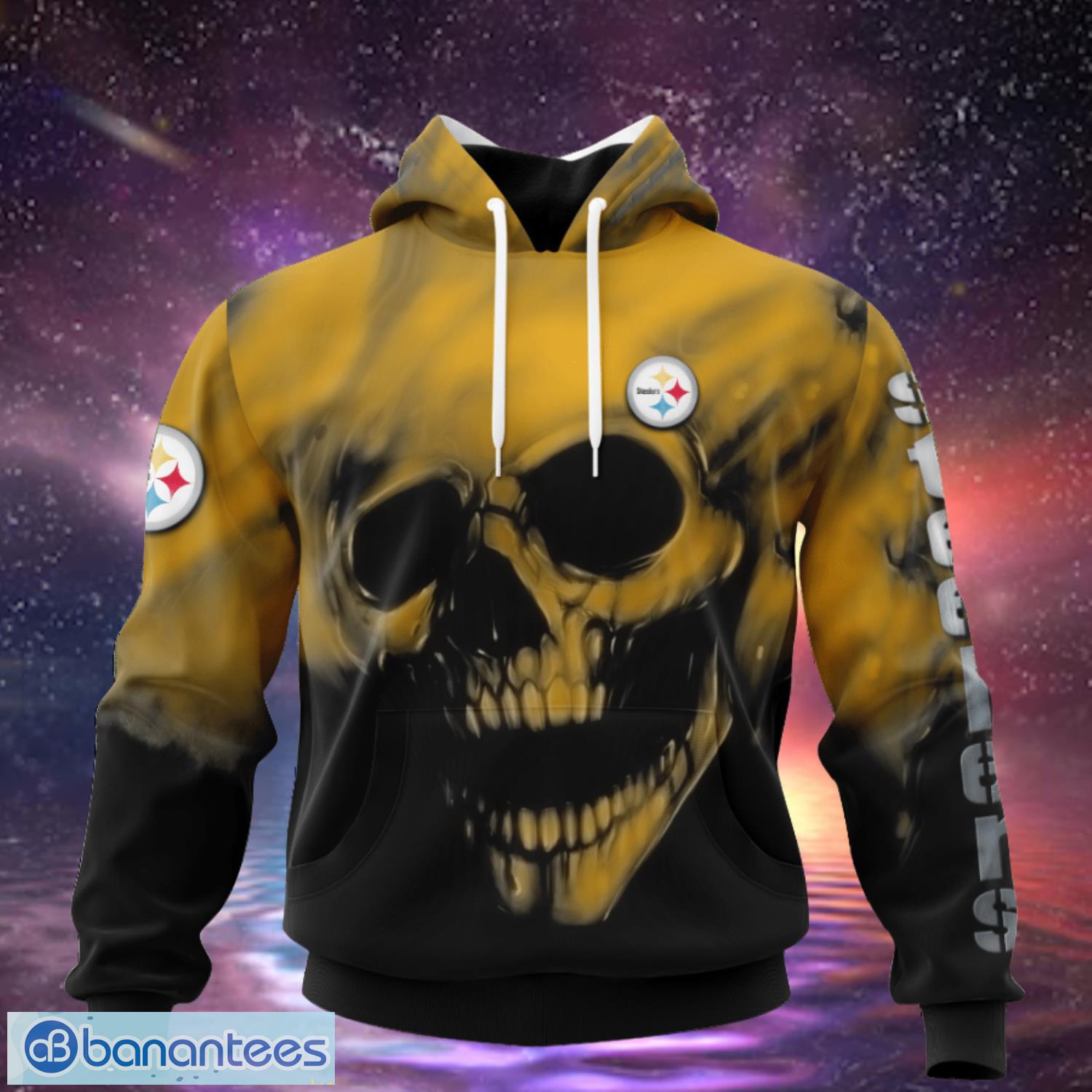 Pittsburgh Steelers Custom Name & Number Skull Hoodies Full Over Print Product Photo 2