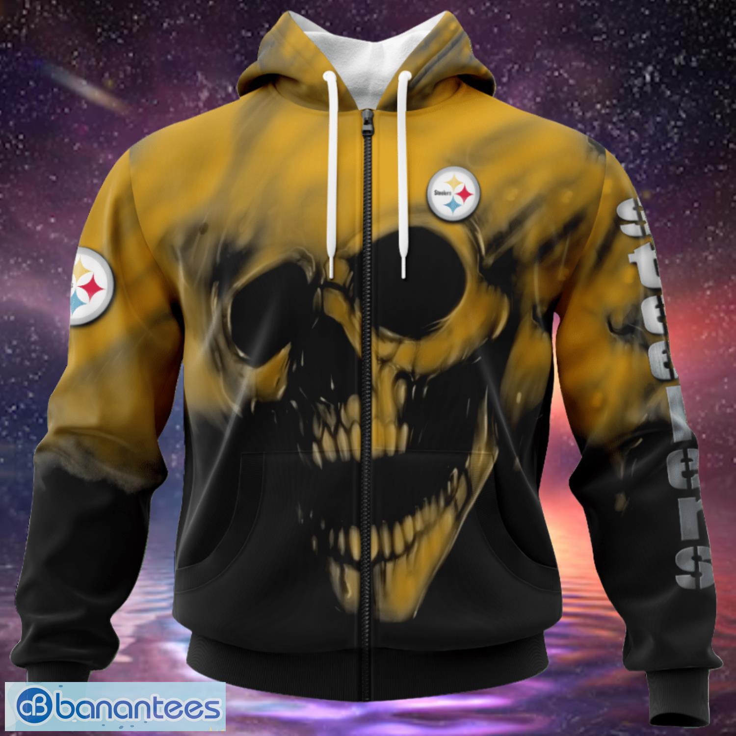Pittsburgh Steelers Custom Name & Number Skull Hoodies Full Over Print Product Photo 1