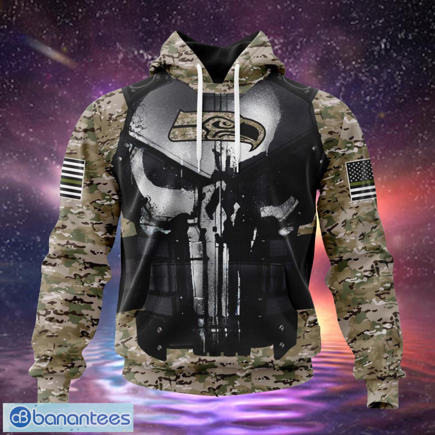 Seattle Seahawks Custom Name & Number Camo Hoodies Full Over Print Product Photo 2